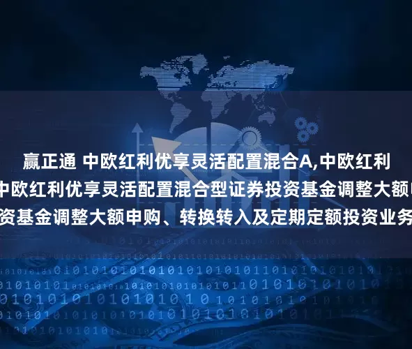 赢正通 中欧红利优享灵活配置混合A,中欧红利优享灵活配置混合C: 中欧红利优享灵活配置混合型证券投资基金调整大额申购、转换转入及定期定额投资业务限额的公告